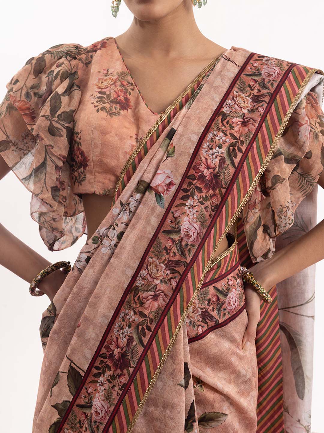 Graceful cotton silk saree adorned with intricate detailing.