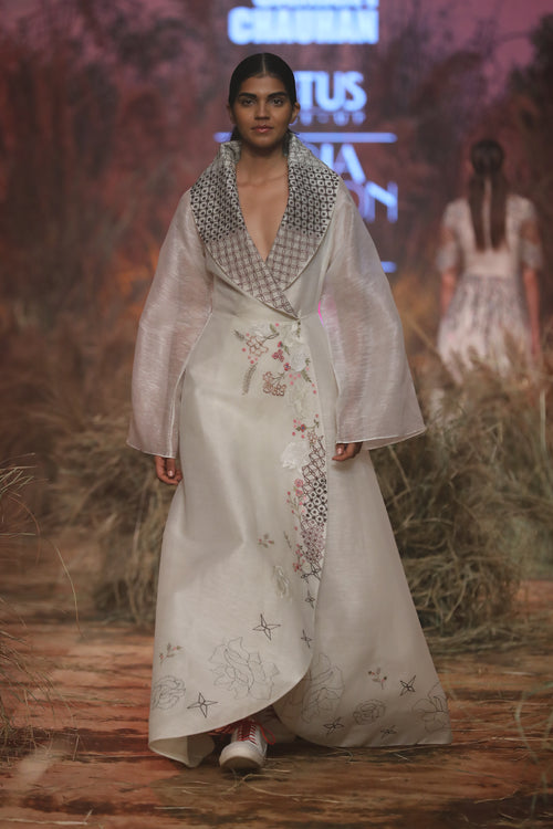 Overlap Front-Opening Jacket Gown