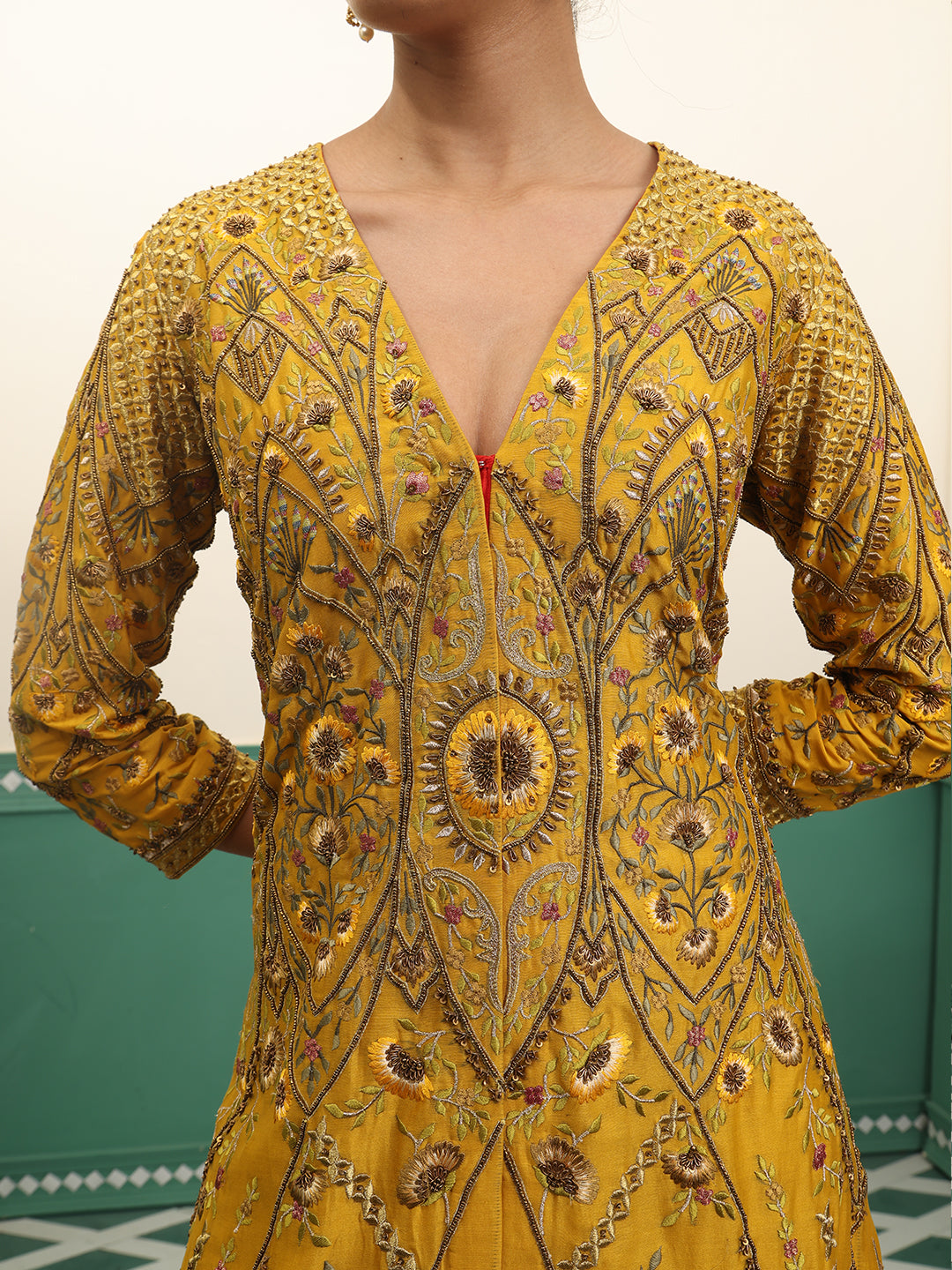 Chanderi silk kurta with high low hemline