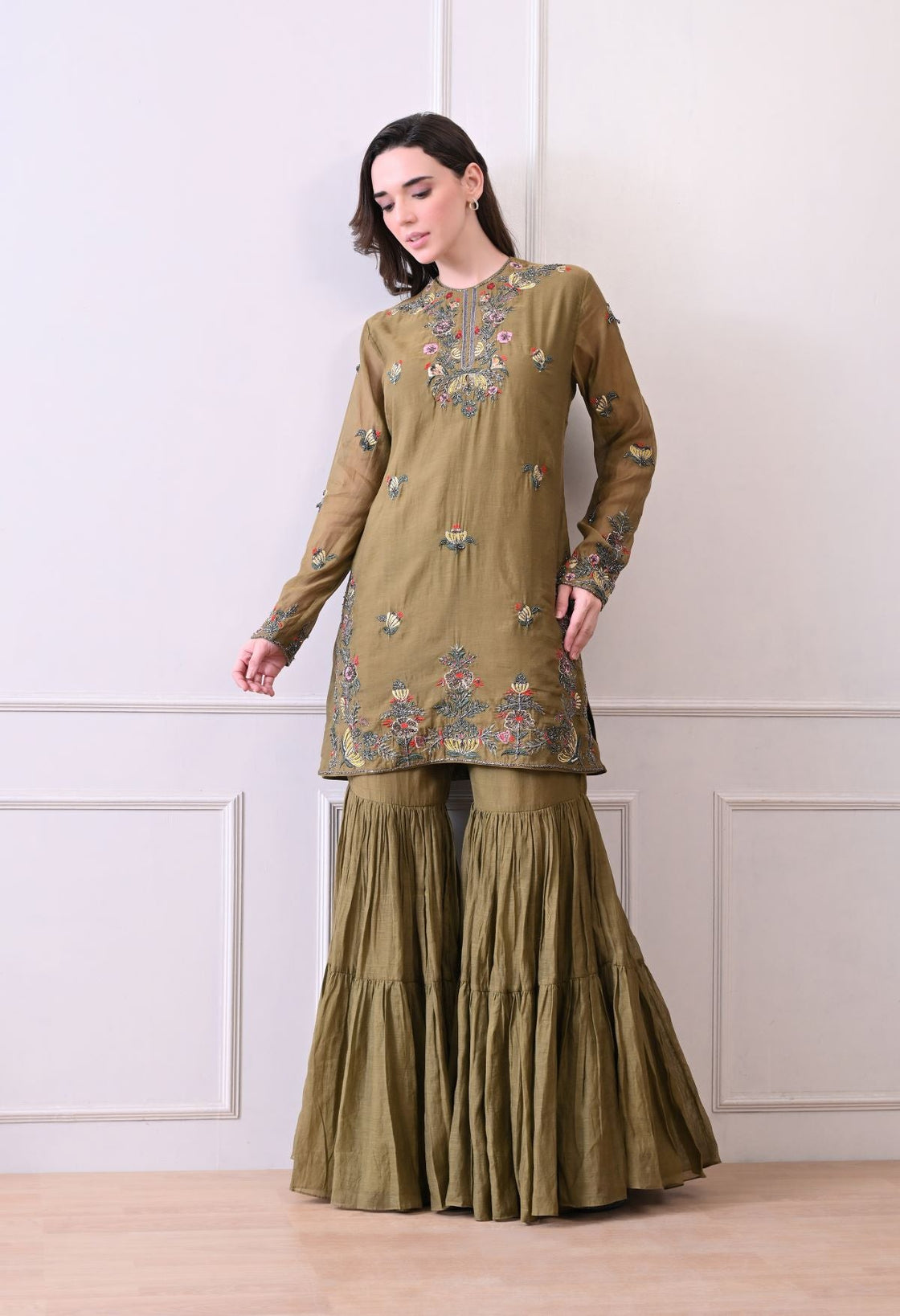 A olive kurti and palazzo set - samantchauhan Apparel & Accessories