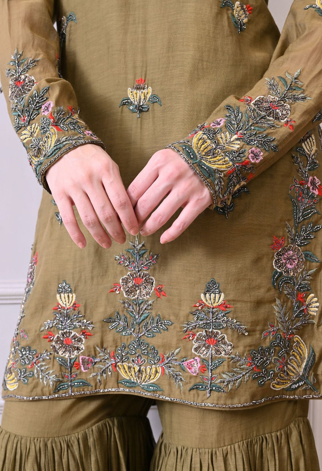 A olive kurti and palazzo set - samantchauhan Apparel & Accessories