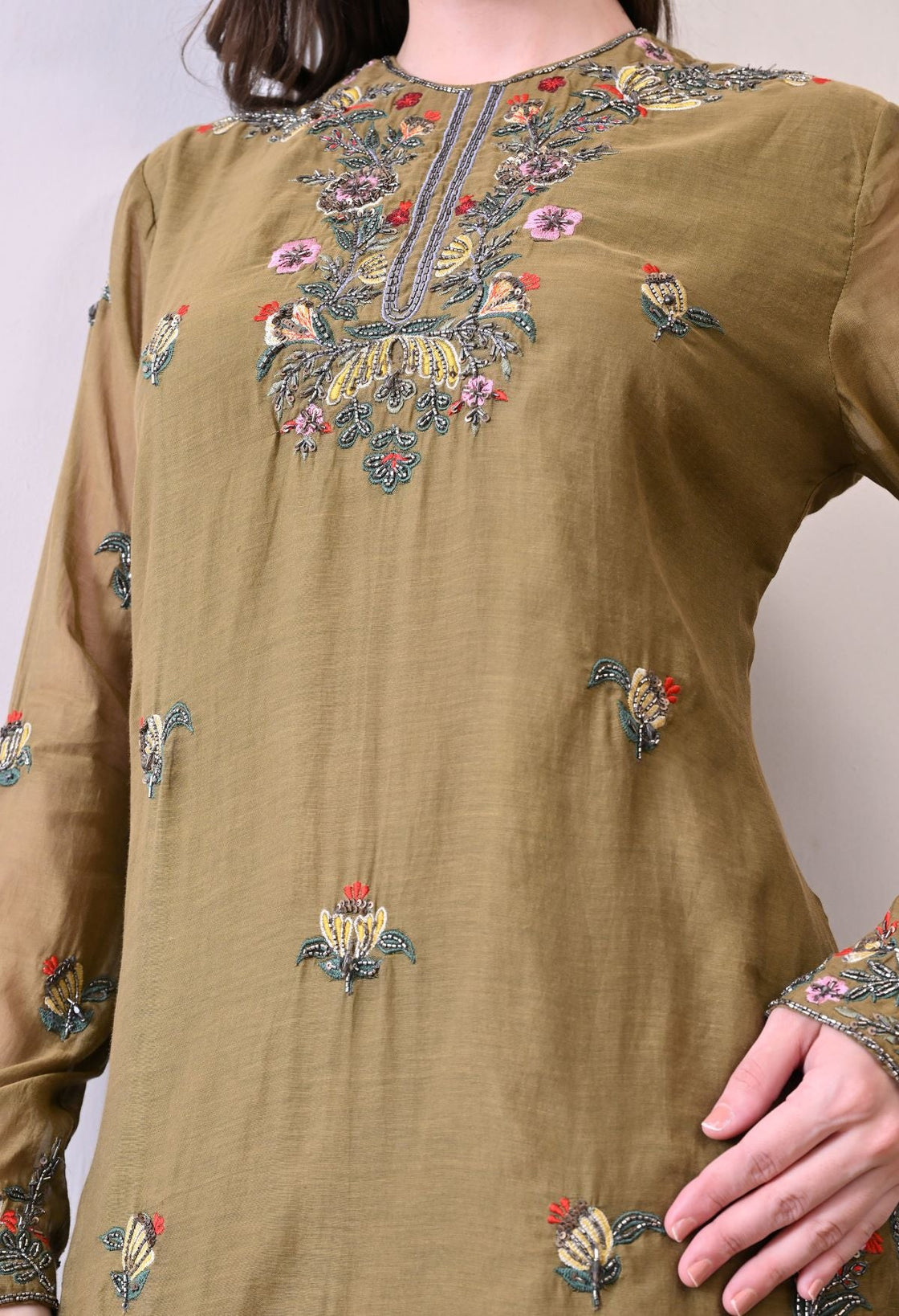 A olive kurti and palazzo set - samantchauhan Apparel & Accessories