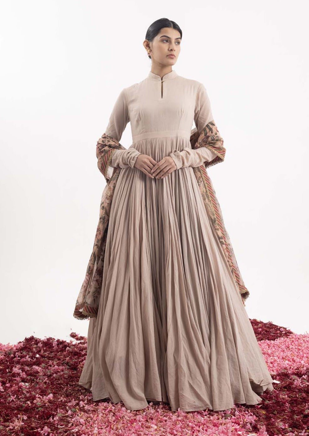 Anarkali paired with a printed dupatta. - samantchauhan Apparel & Accessories