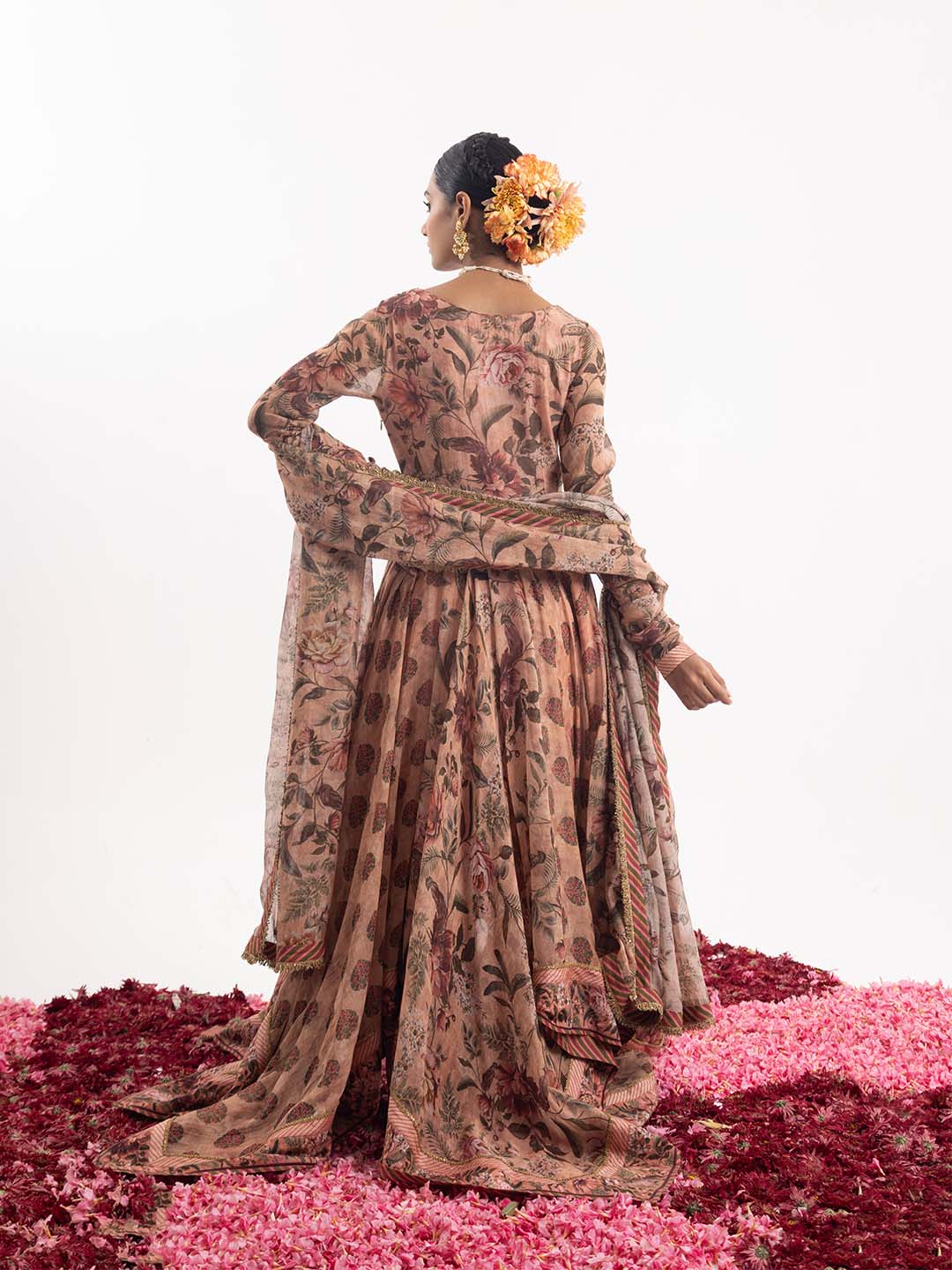Anarkali with delightful blend of printed and embroidered details. - samantchauhan Apparel & Accessories