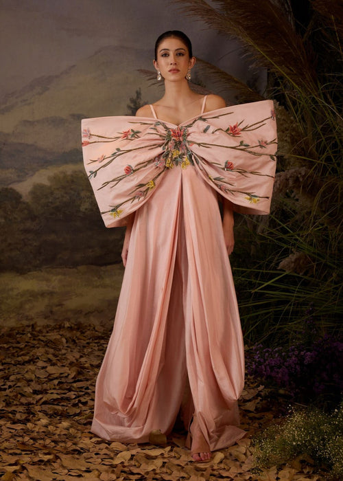 Blush Pink Bow Gown - samantchauhan Apparel & Accessories