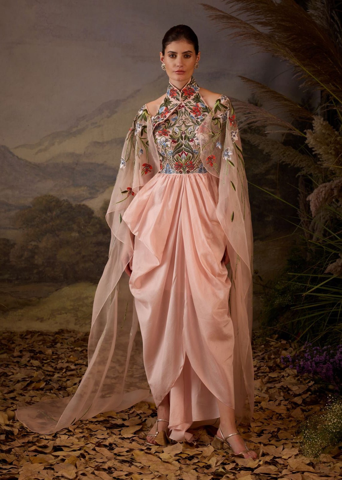 Blush Pink Embroidered Gown - samantchauhan Apparel & Accessories