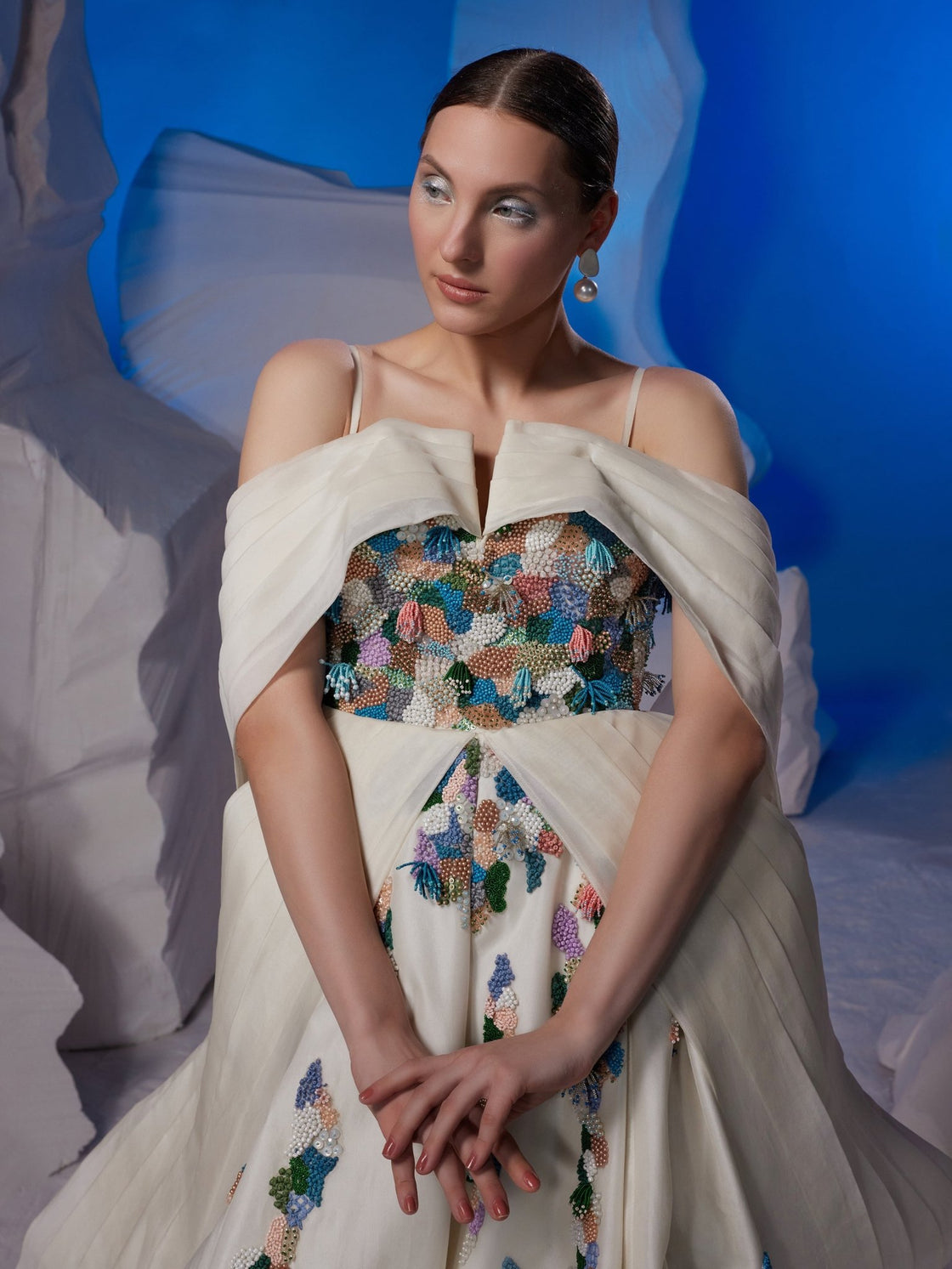 Chanderi silk gown featuring vibrant silk thread embroidery - samantchauhan Apparel & Accessories