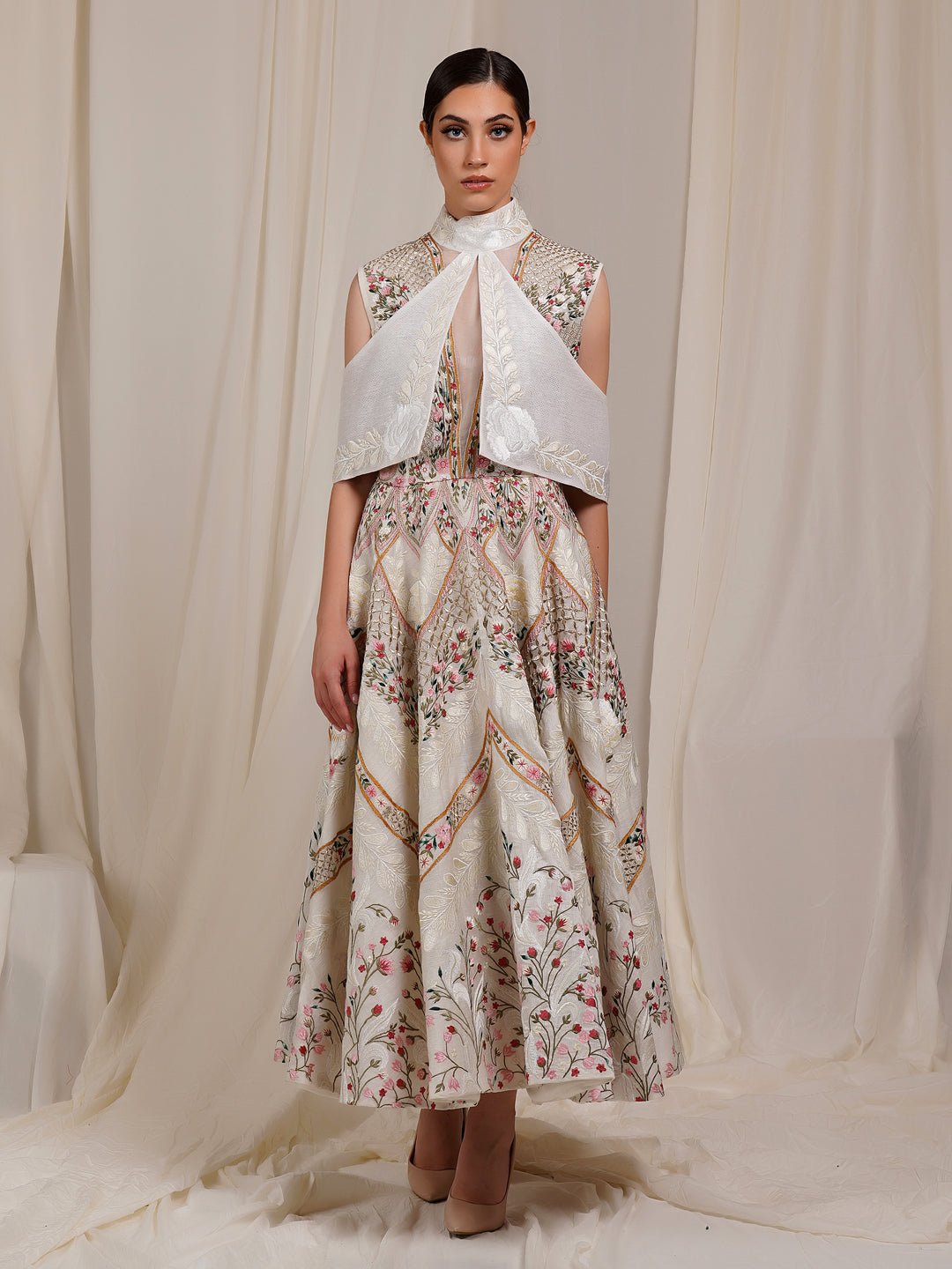 Collar Detailing Fit & Flare Gown - samantchauhan