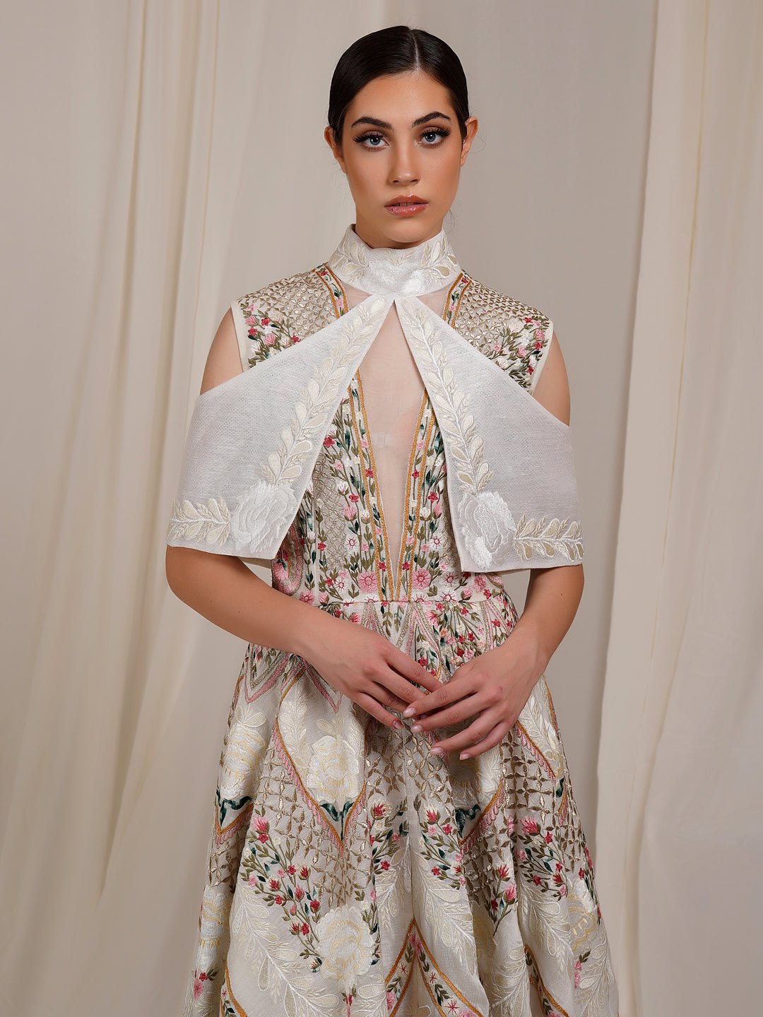 Collar Detailing Fit & Flare Gown - samantchauhan