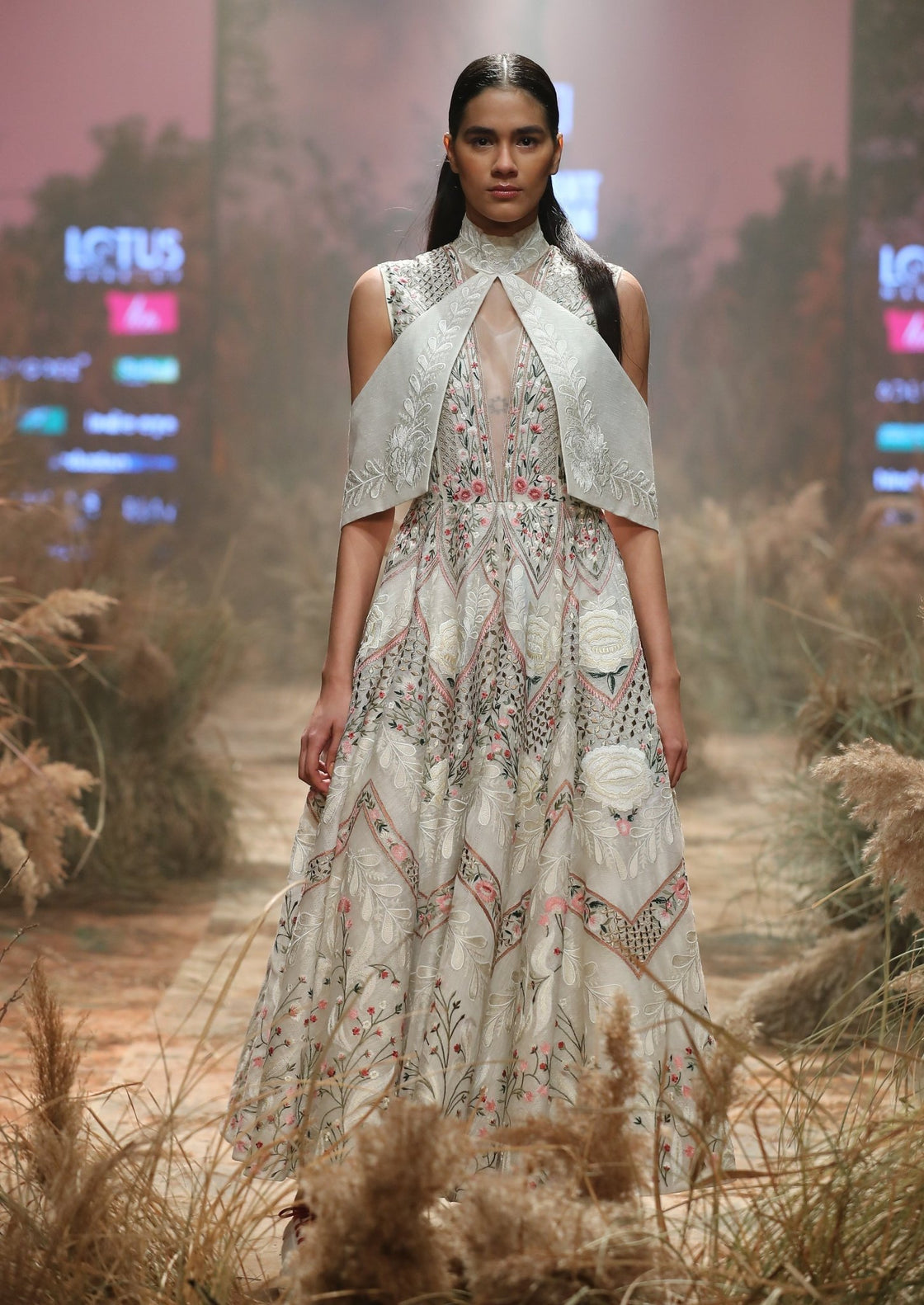 Collar Detailing Fit & Flare Gown - samantchauhan