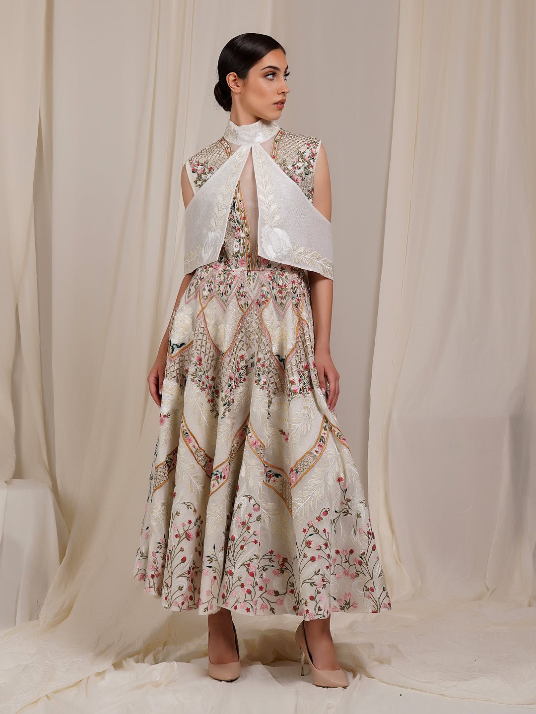 Collar Detailing Fit & Flare Gown - samantchauhan