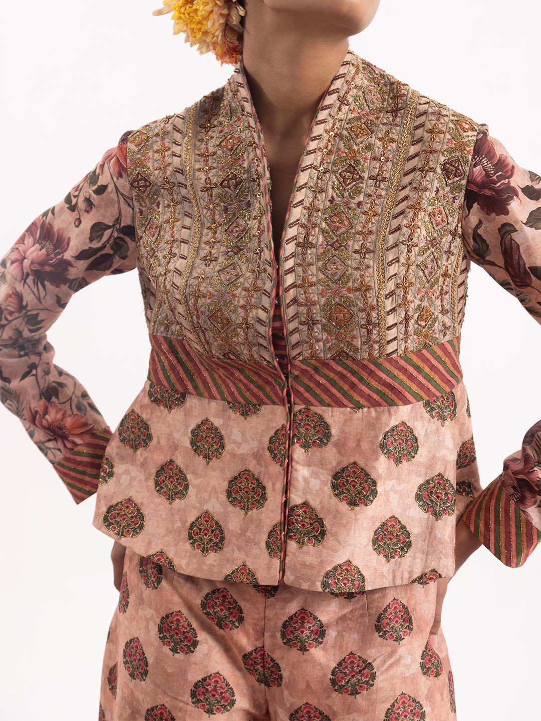 Corset featuring a blend of intricate embroidery and delightful prints - samantchauhan Apparel & Accessories