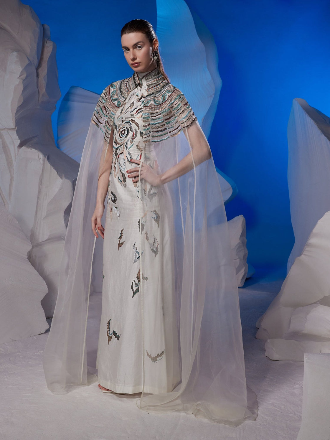 Cotton silk high - neck fitted dress - samantchauhan Apparel & Accessories