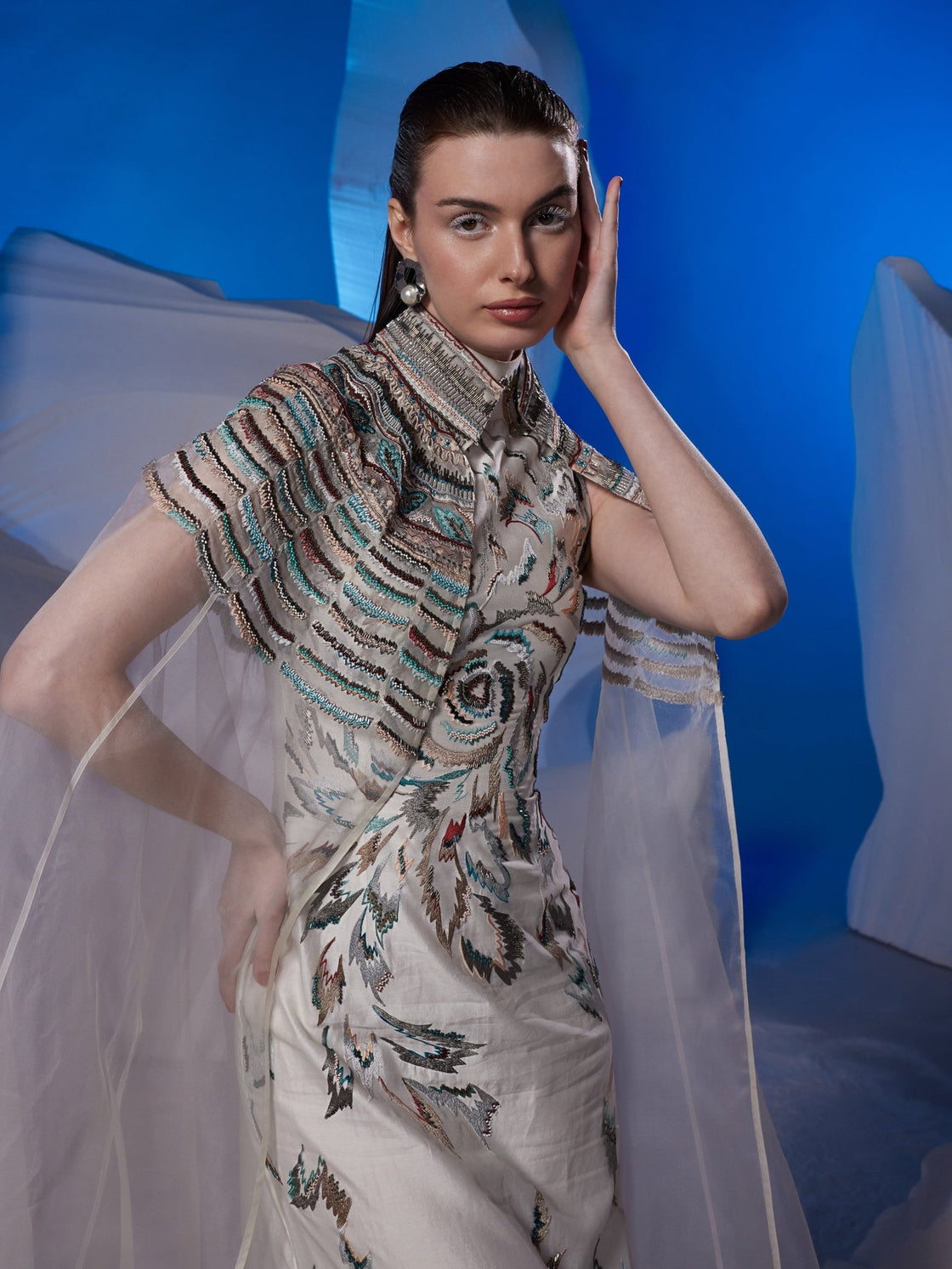Cotton silk high - neck fitted dress - samantchauhan Apparel & Accessories