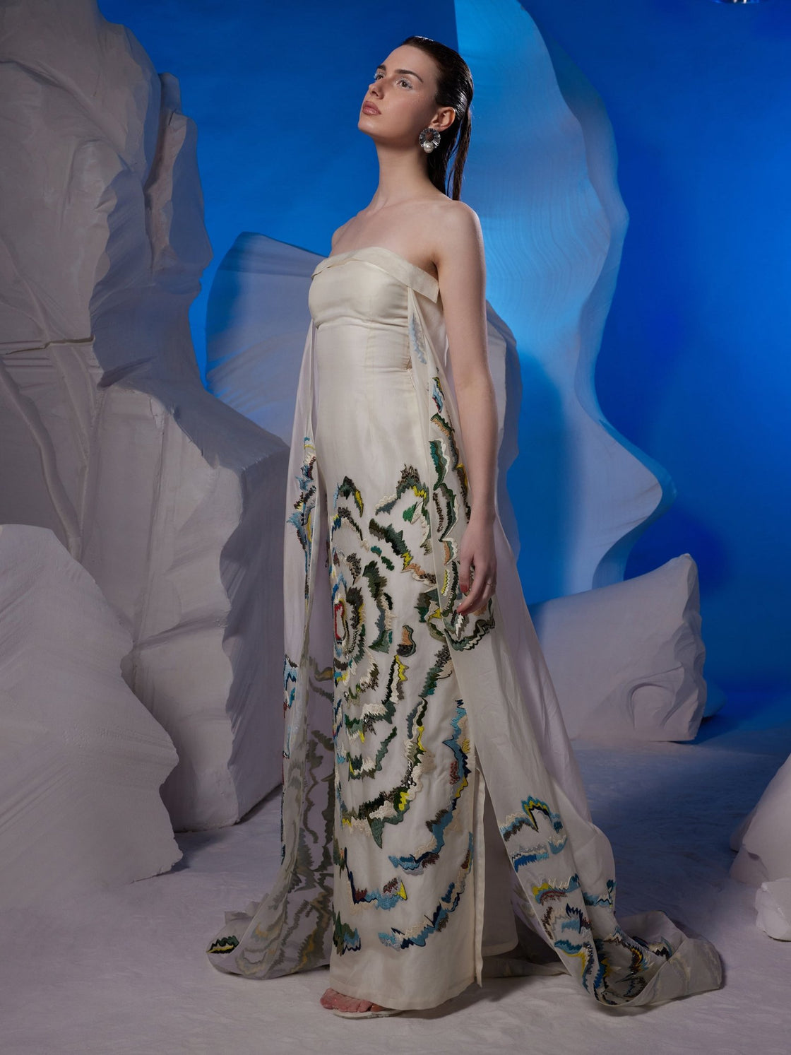 Cotton silk off - shoulder gown - samantchauhan Apparel & Accessories