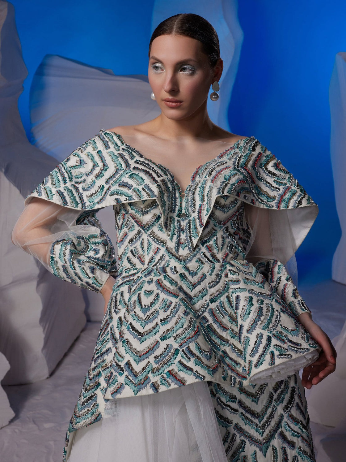 Cotton silk short dress with a high - low hem - samantchauhan Apparel & Accessories