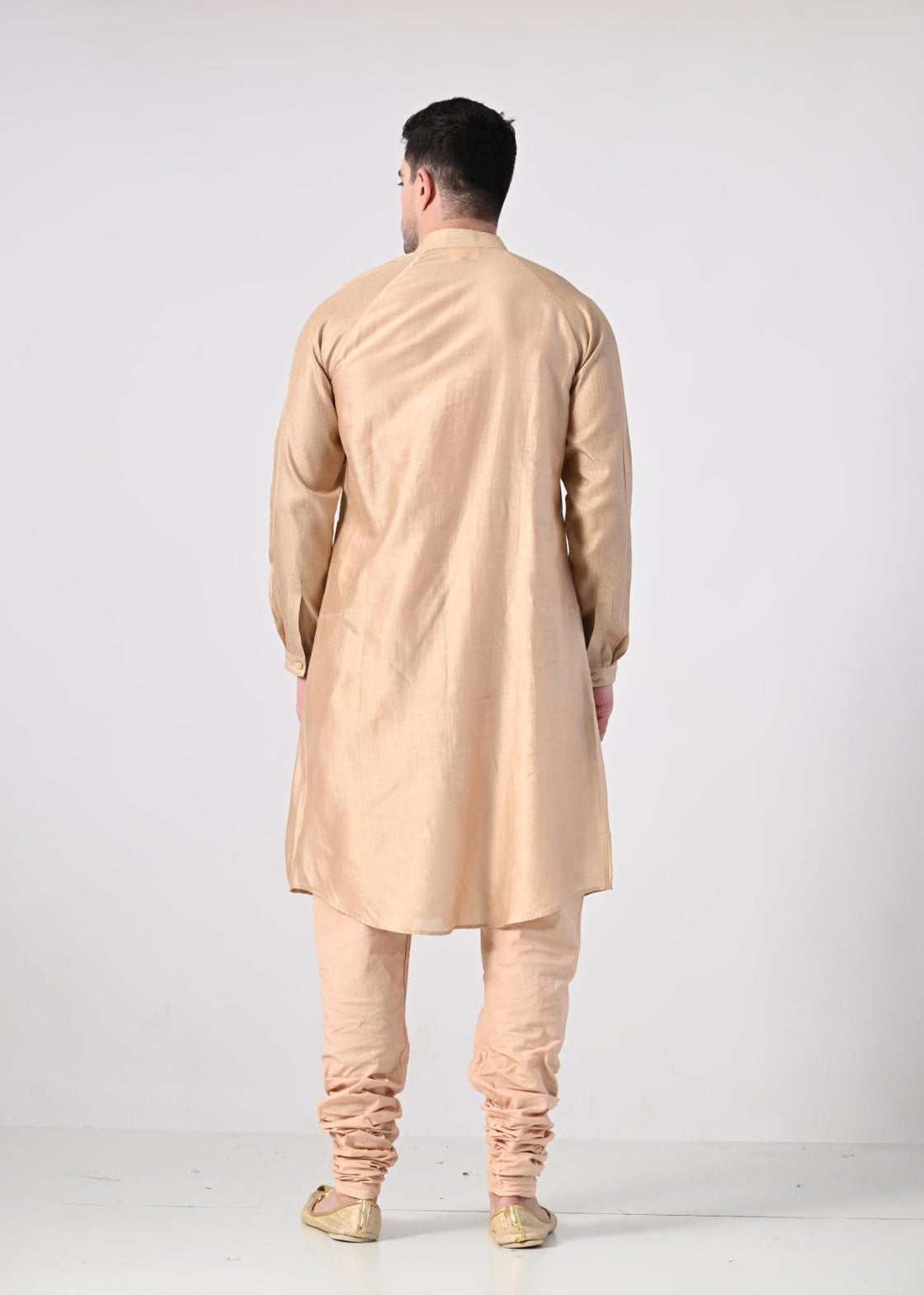 elegance with this beige kurta churidar set, paired with a stylish grey ebroidered Nehru jacket - samantchauhan Apparel & Accessories