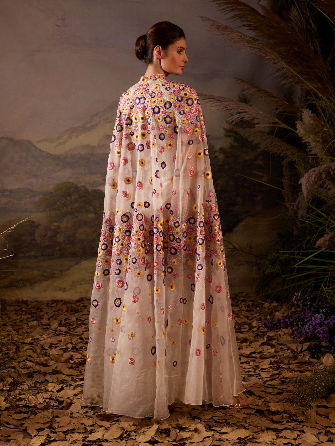 Embroidered Cape Bodysuit - samantchauhan Apparel & Accessories