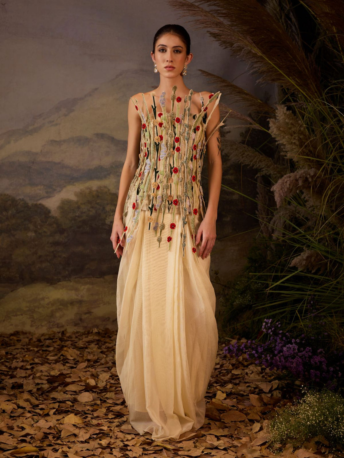 Embroidered Corset Drape dhoti skirt - samantchauhan Apparel & Accessories