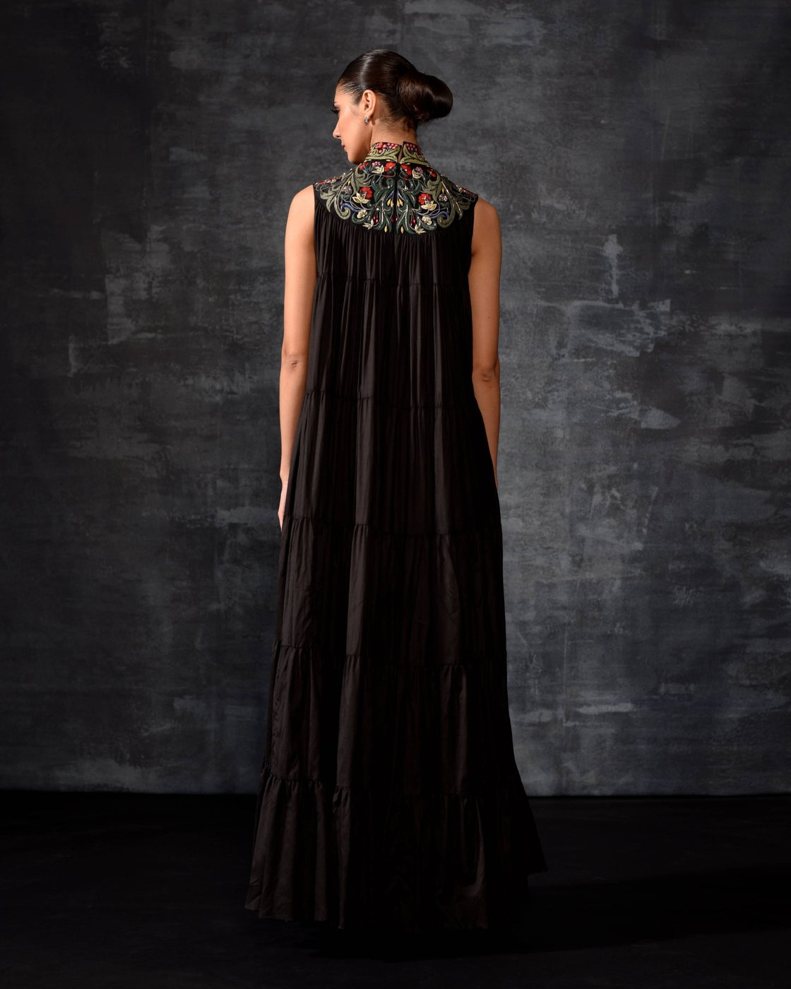 Embroidered High - Neck Maxi Dress - samantchauhan Apparel & Accessories