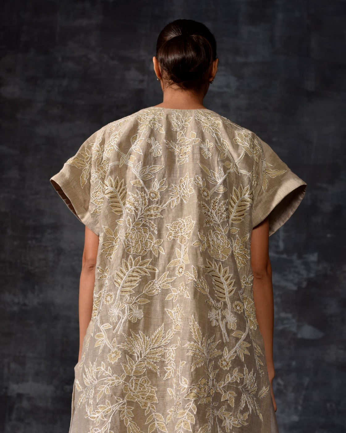 Embroidered Kaftan Jacket & Tiered Ruffle Ensemble - samantchauhan Apparel & Accessories