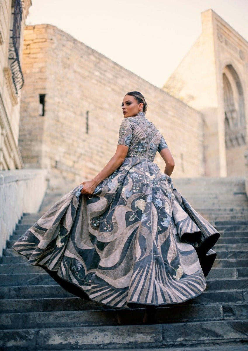 Featured here is a high - neck fit, A - line floor length gown - samantchauhan Apparel & Accessories