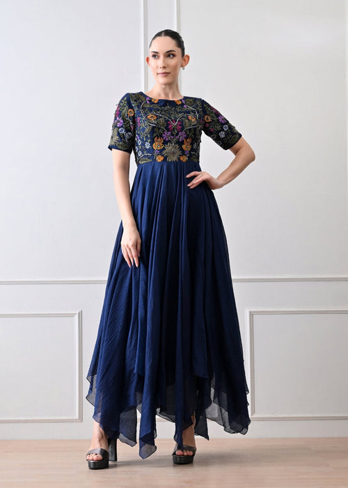 Floraison Blue Anarkali - samantchauhan Apparel & Accessories