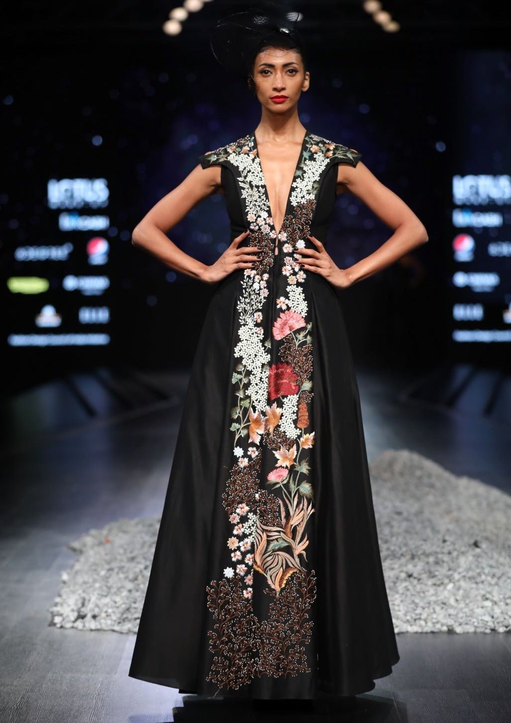 Front open v neck gown - samantchauhan