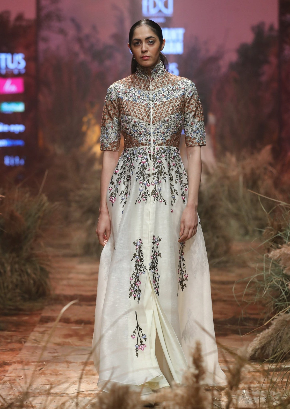 Front - Opening Embroidered Gown - samantchauhan