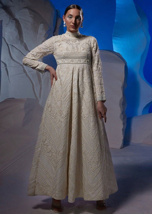 High neck full sleeves floor length gown - samantchauhan Apparel & Accessories