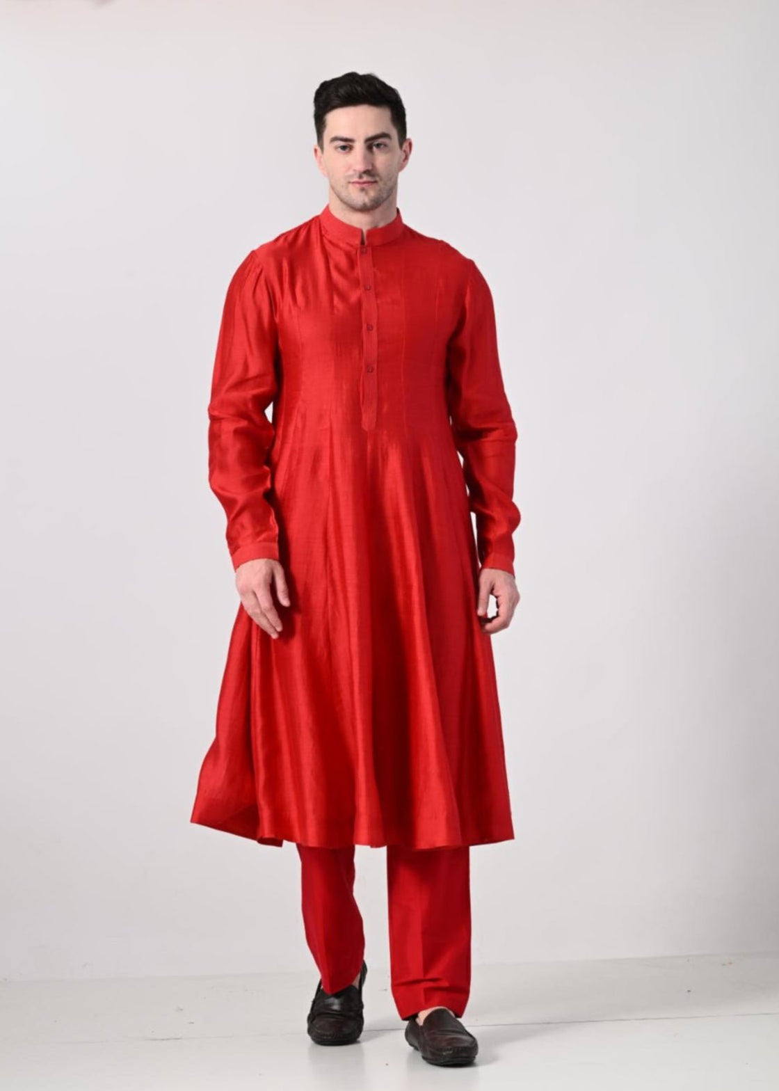 Indo - Western sherwani detailed red texture embroidery - samantchauhan Apparel & Accessories