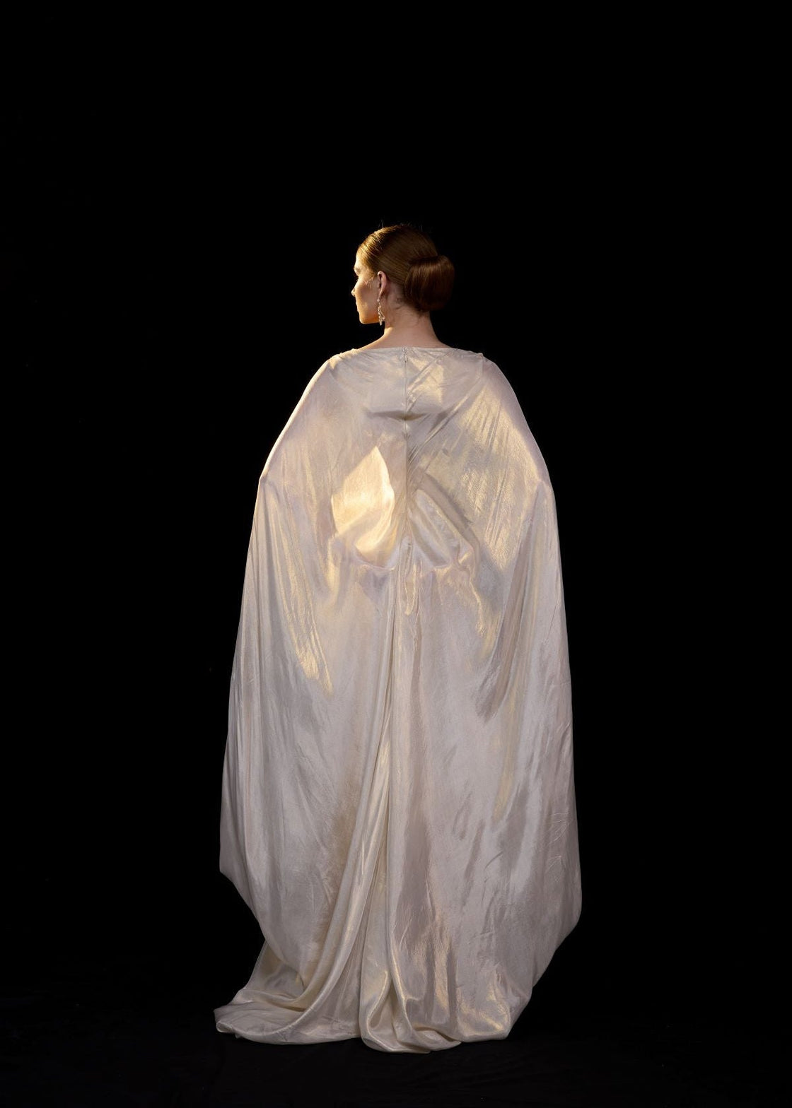 Ivory Draped Gown with Silver Embellished Bodice - samantchauhan Apparel & Accessories