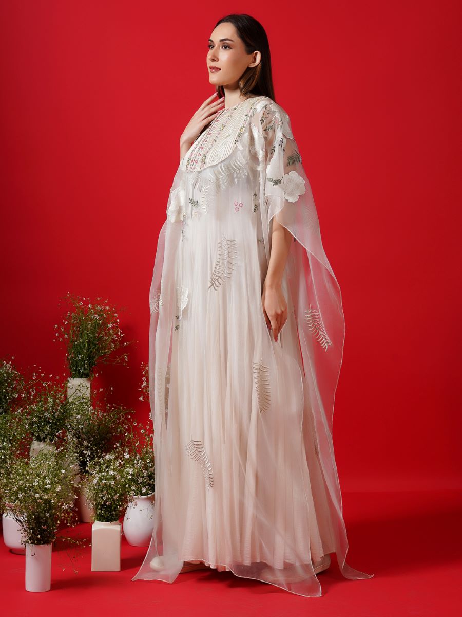 Ivory kaftan enhance with silk thread embroidery - samantchauhan Apparel & Accessories