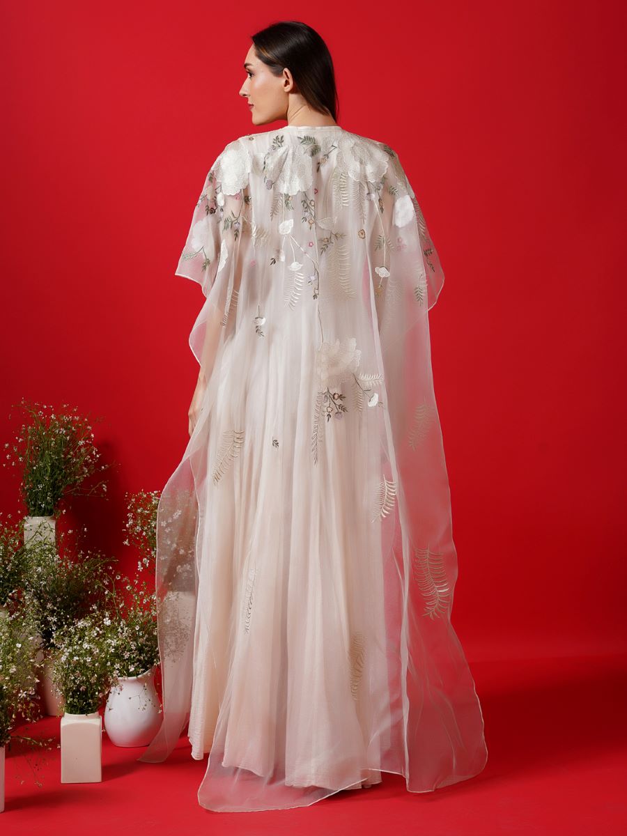Ivory kaftan enhance with silk thread embroidery - samantchauhan Apparel & Accessories