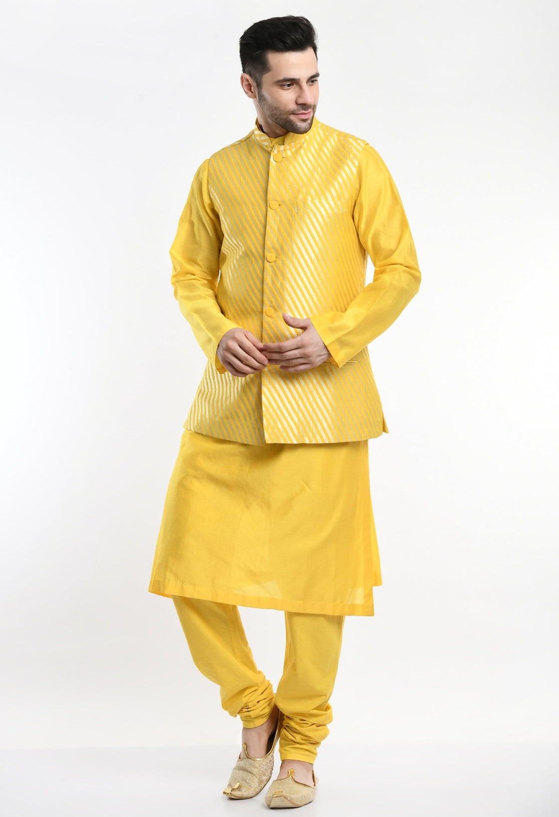 Kurta & Churidar set topped with a waist coat. - samantchauhan Apparel & Accessories