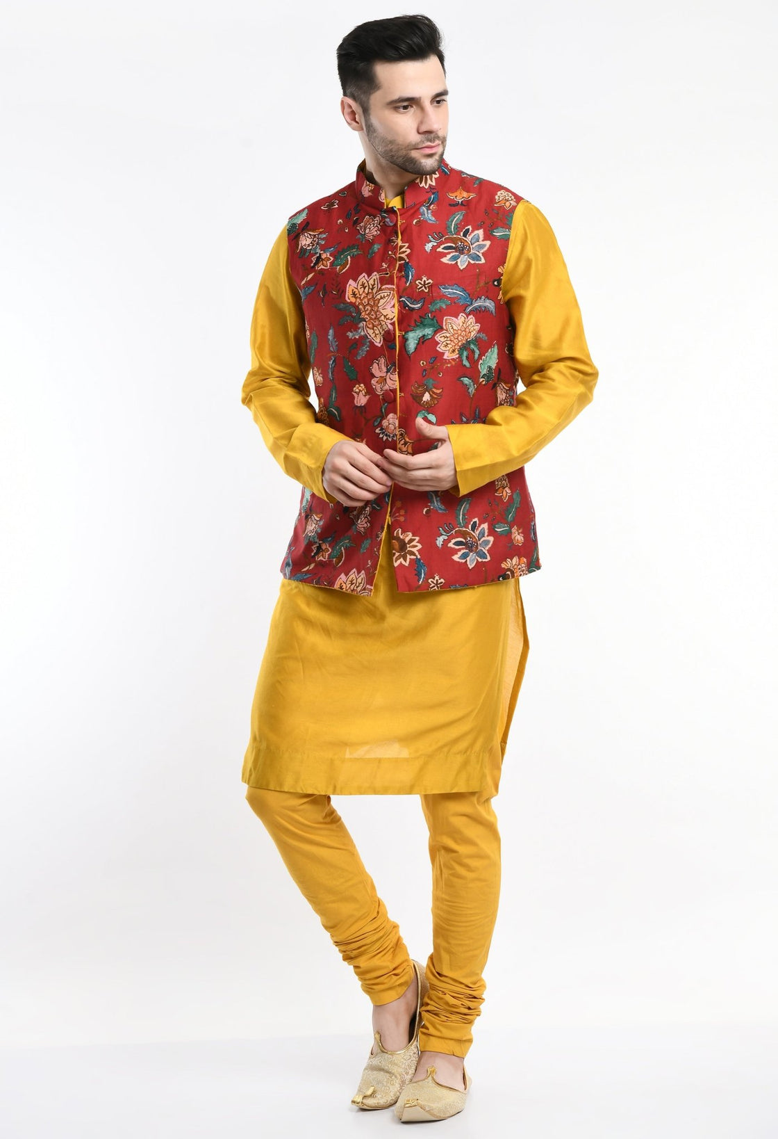 Kurta & Churidar set topped with a waist coat. - samantchauhan Apparel & Accessories