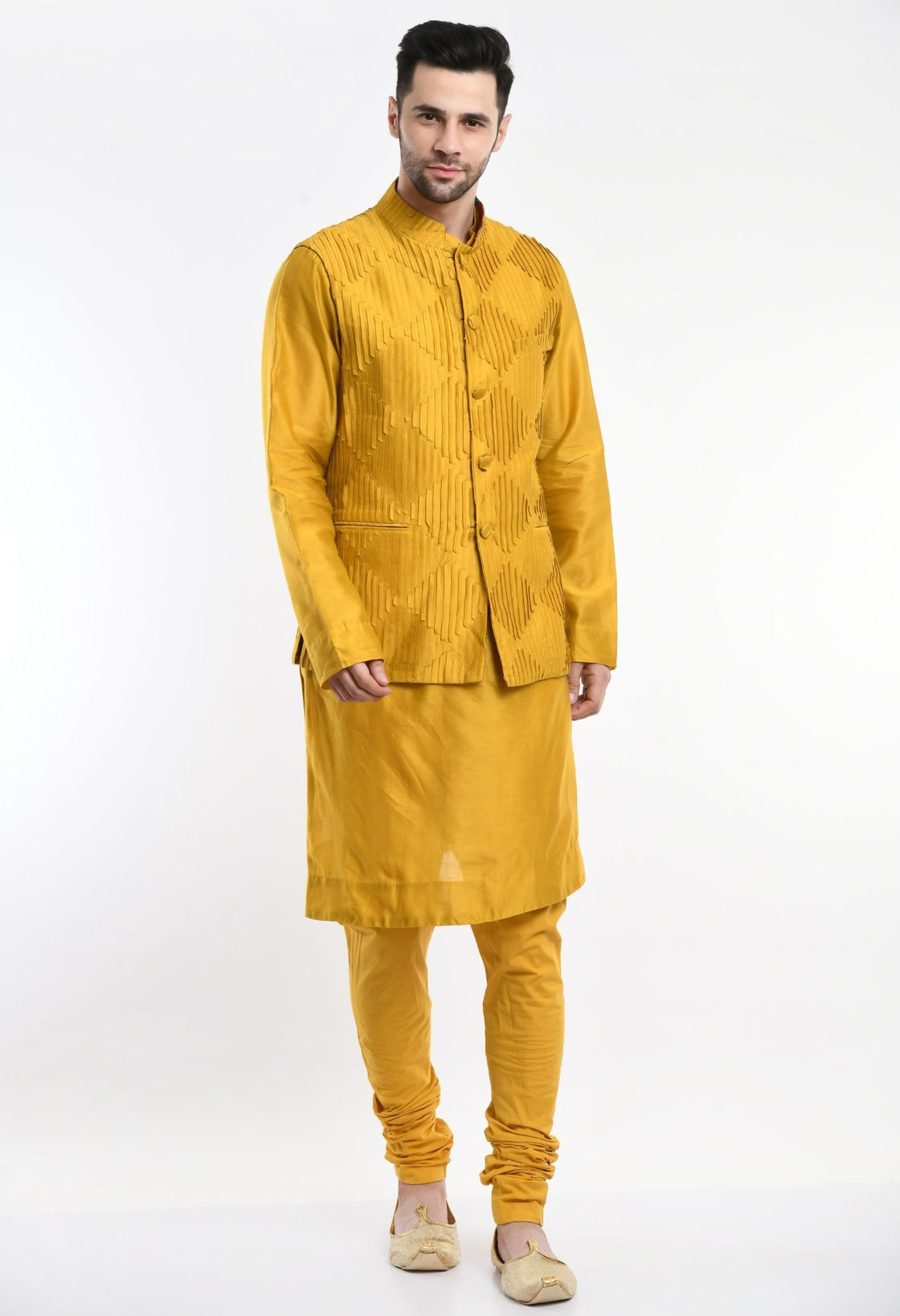 Kurta & Churidar set topped with a waist coat. - samantchauhan Apparel & Accessories