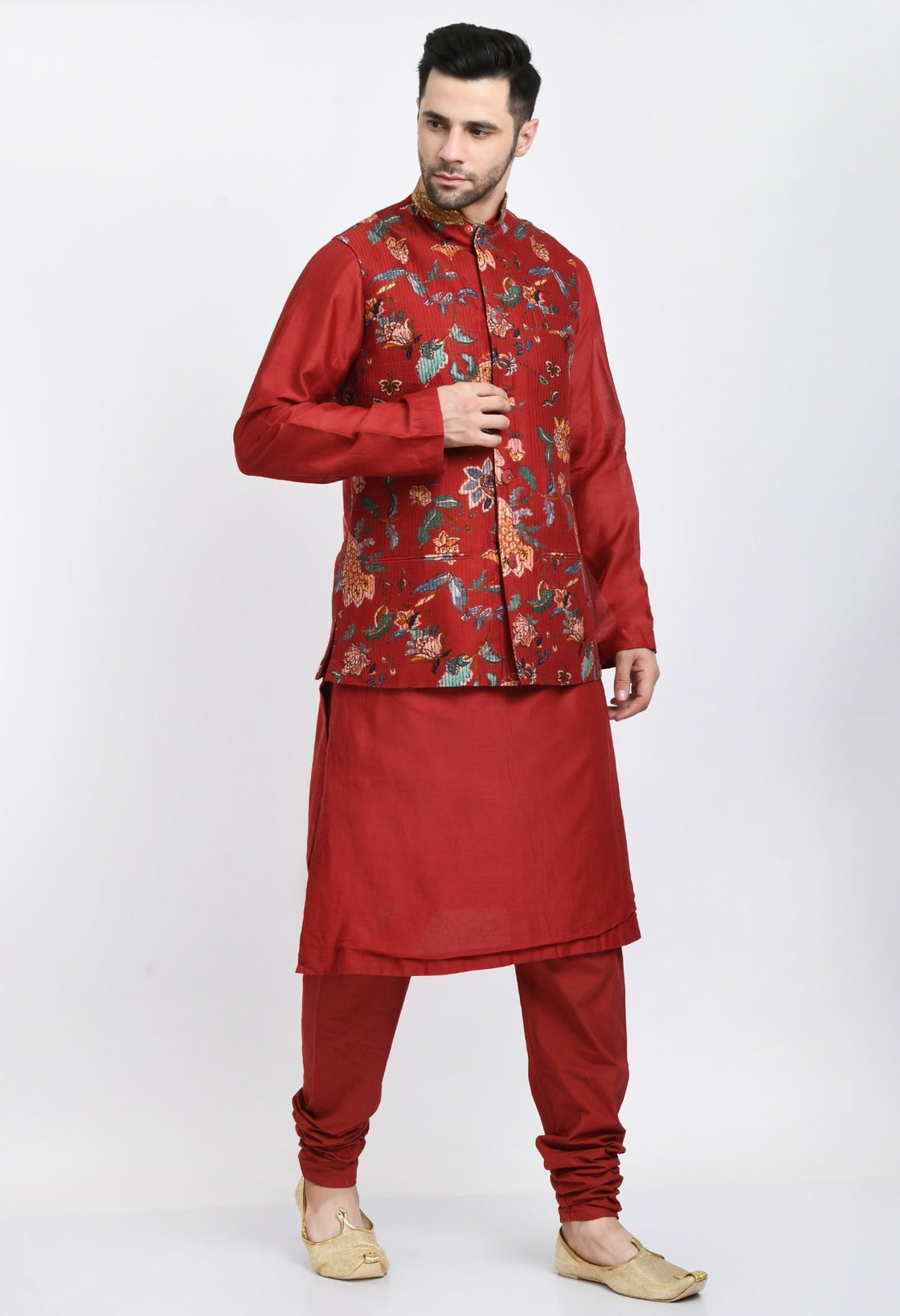 Kurta & Churidar set topped with a waist coat - samantchauhan Apparel & Accessories