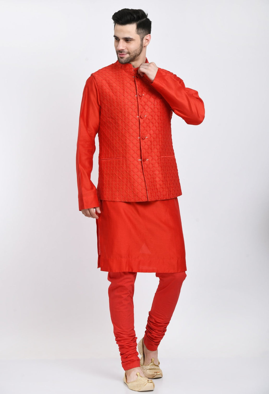Kurta & Churidar set topped with a waist coat. - samantchauhan Apparel & Accessories