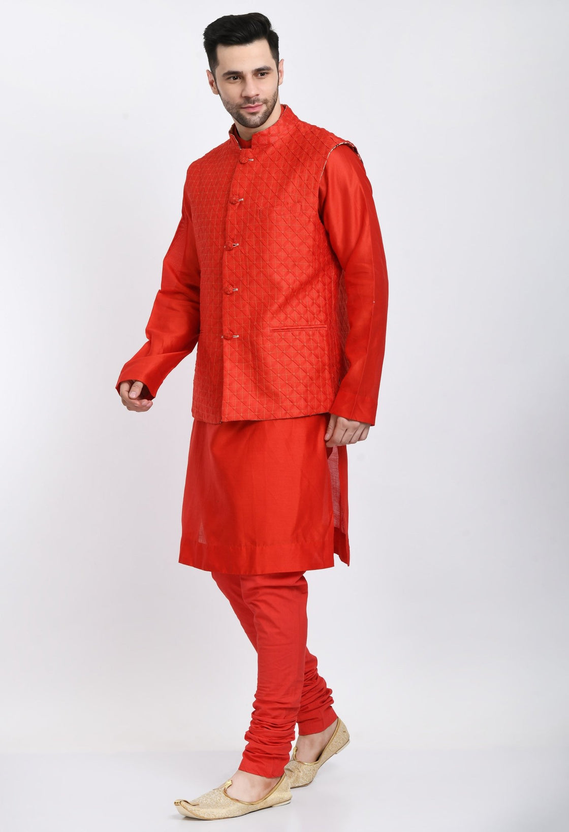 Kurta & Churidar set topped with a waist coat. - samantchauhan Apparel & Accessories