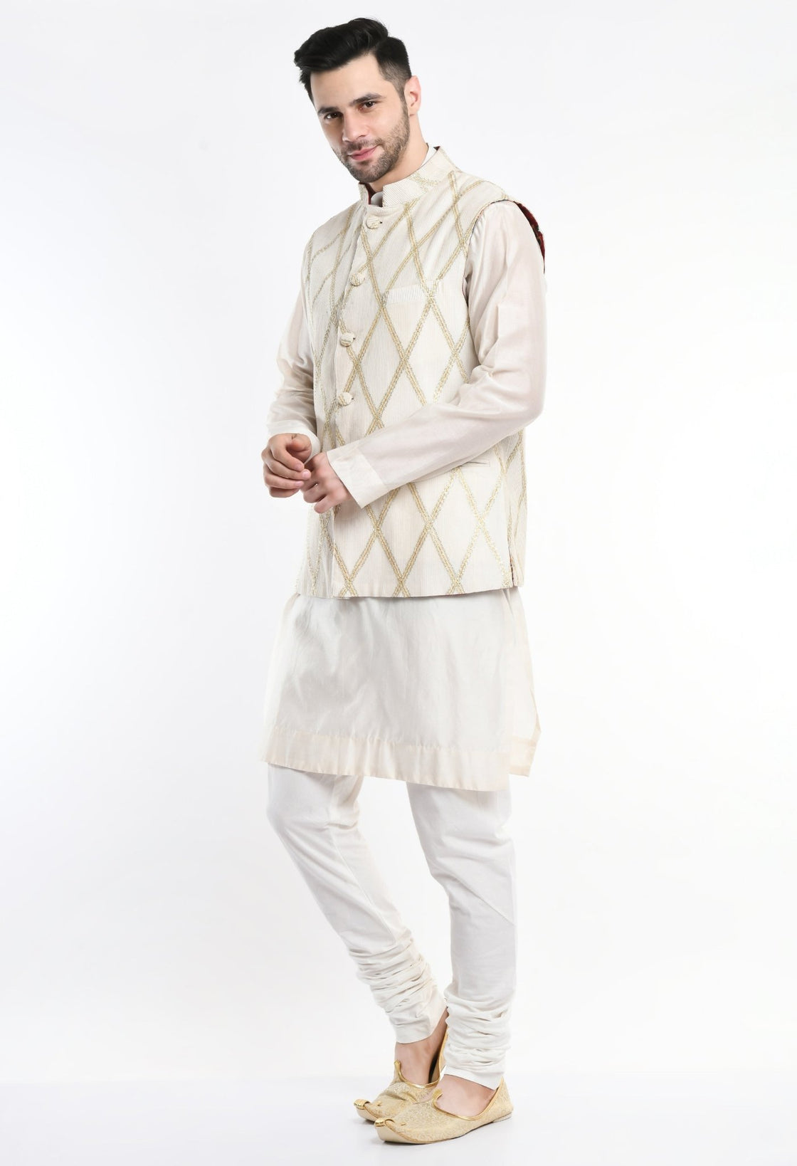 Kurta & Churidar set topped with a waist coat. - samantchauhan Apparel & Accessories