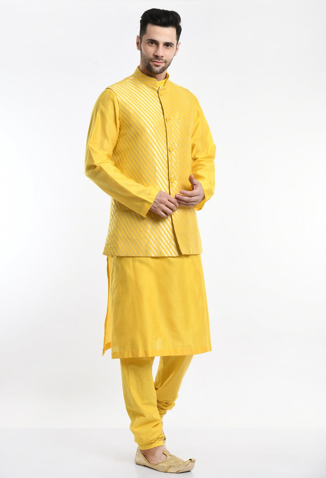 Kurta & Churidar set topped with a waist coat. - samantchauhan Apparel & Accessories