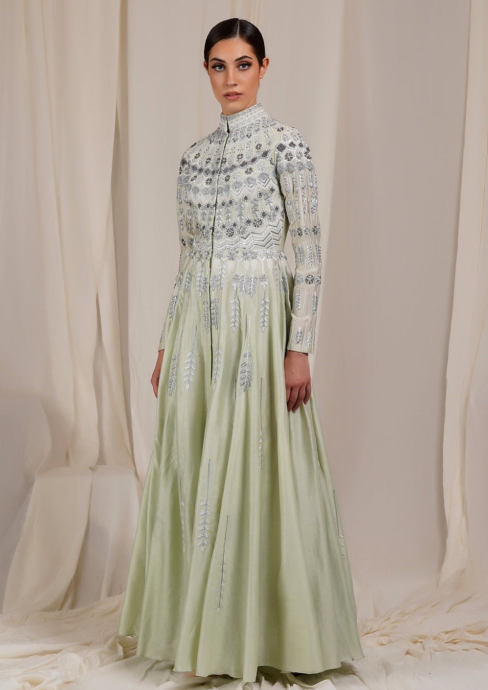 Mandarin Collared Gown - samantchauhan
