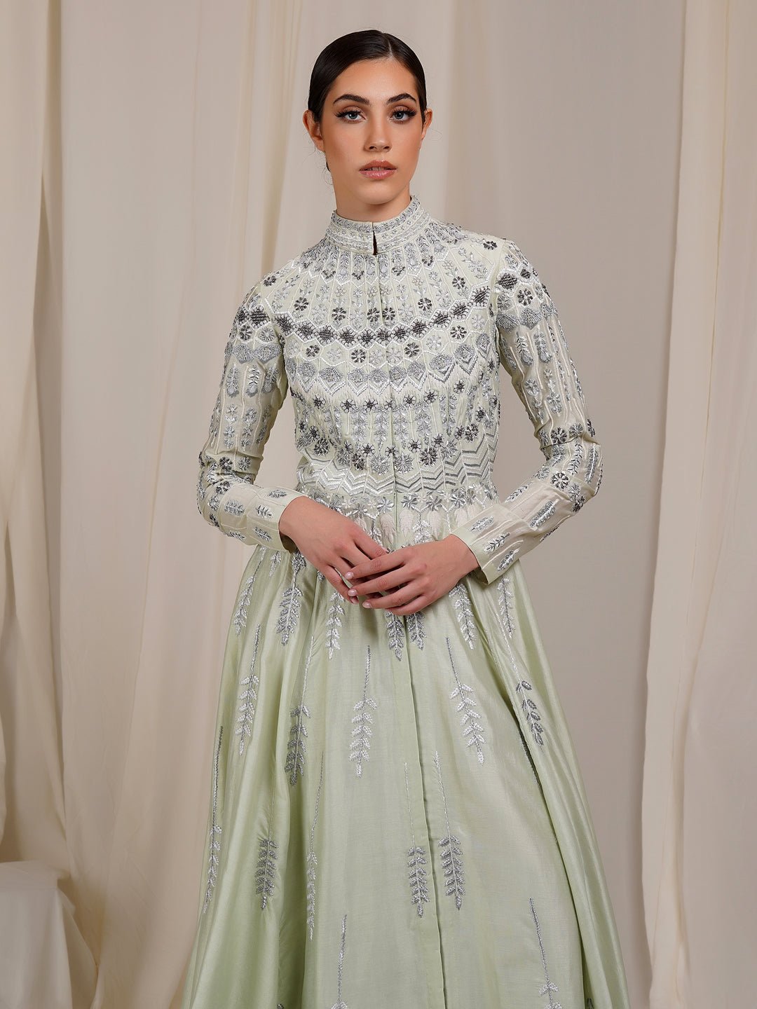 Mandarin Collared Gown - samantchauhan