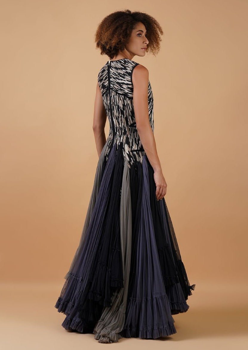 Multi - Coloured Embroidered High - Low Gown - samantchauhan Apparel & Accessories