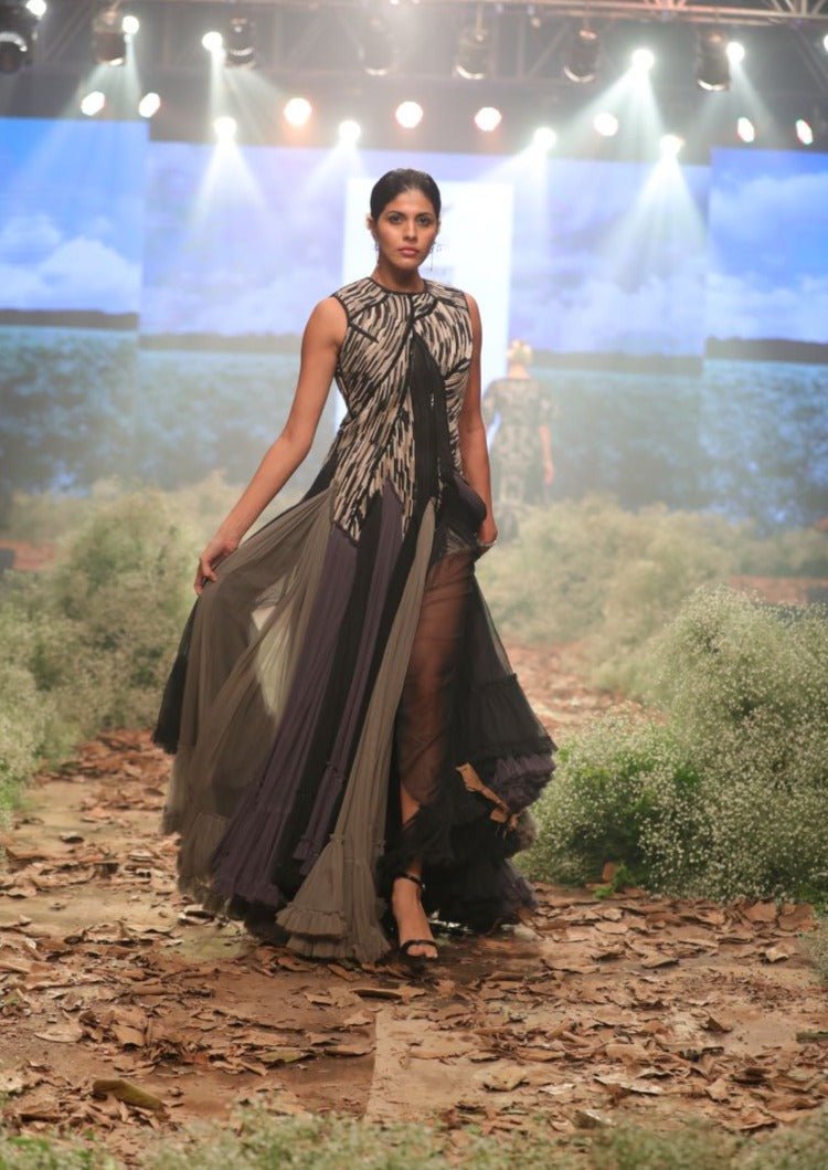 Multi - Coloured Embroidered High - Low Gown - samantchauhan Apparel & Accessories
