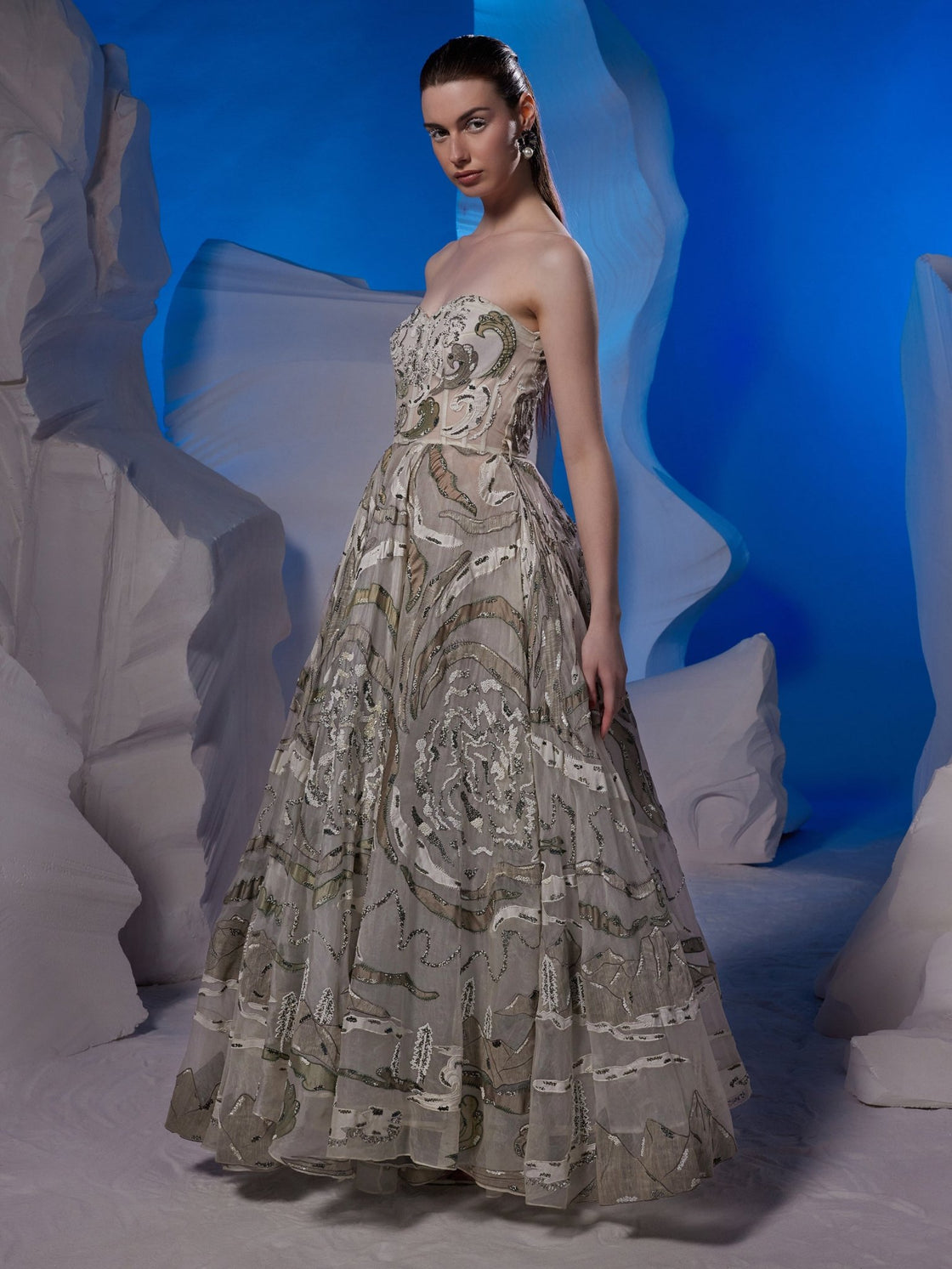 Organza silk off - shoulder gown - samantchauhan Apparel & Accessories