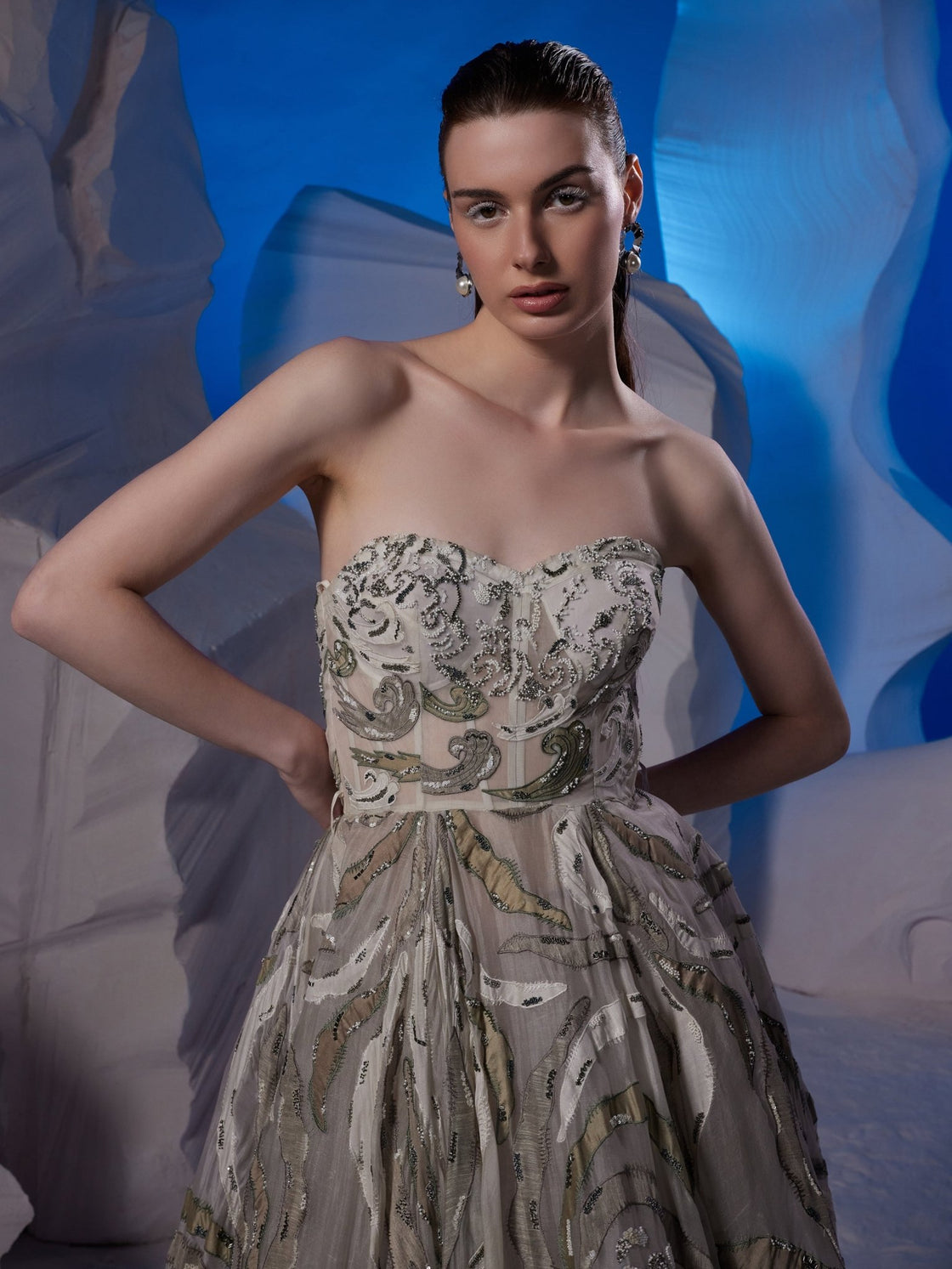 Organza silk off - shoulder gown - samantchauhan Apparel & Accessories
