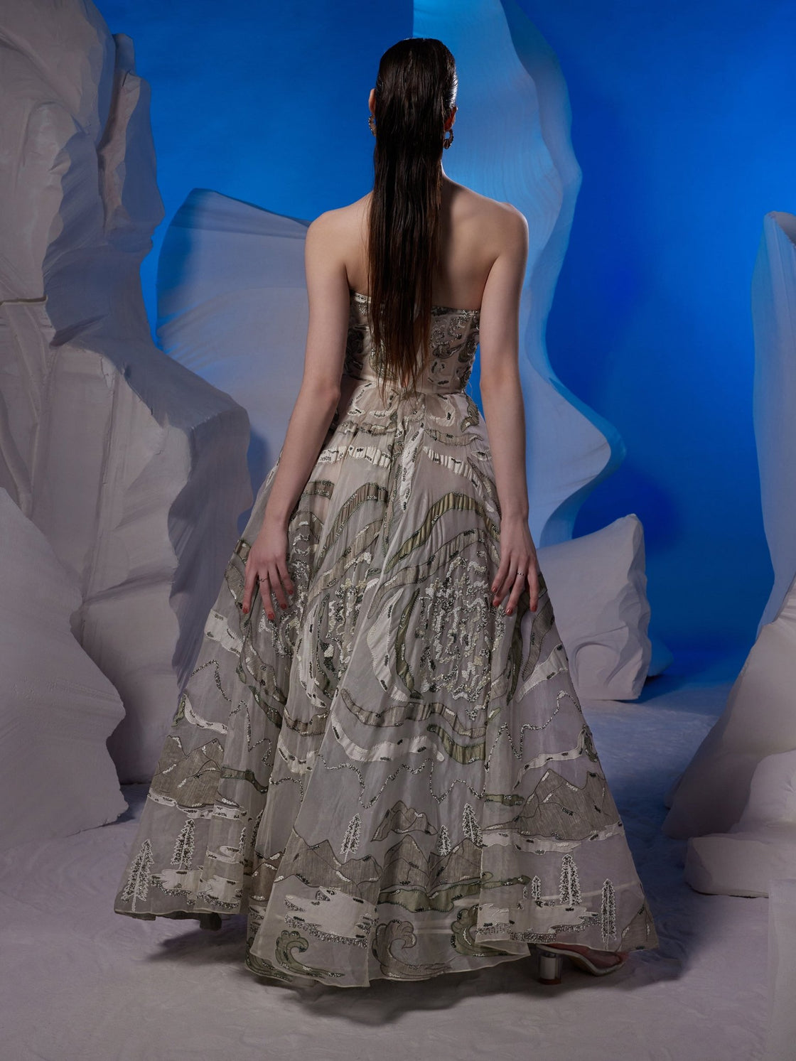 Organza silk off - shoulder gown - samantchauhan Apparel & Accessories