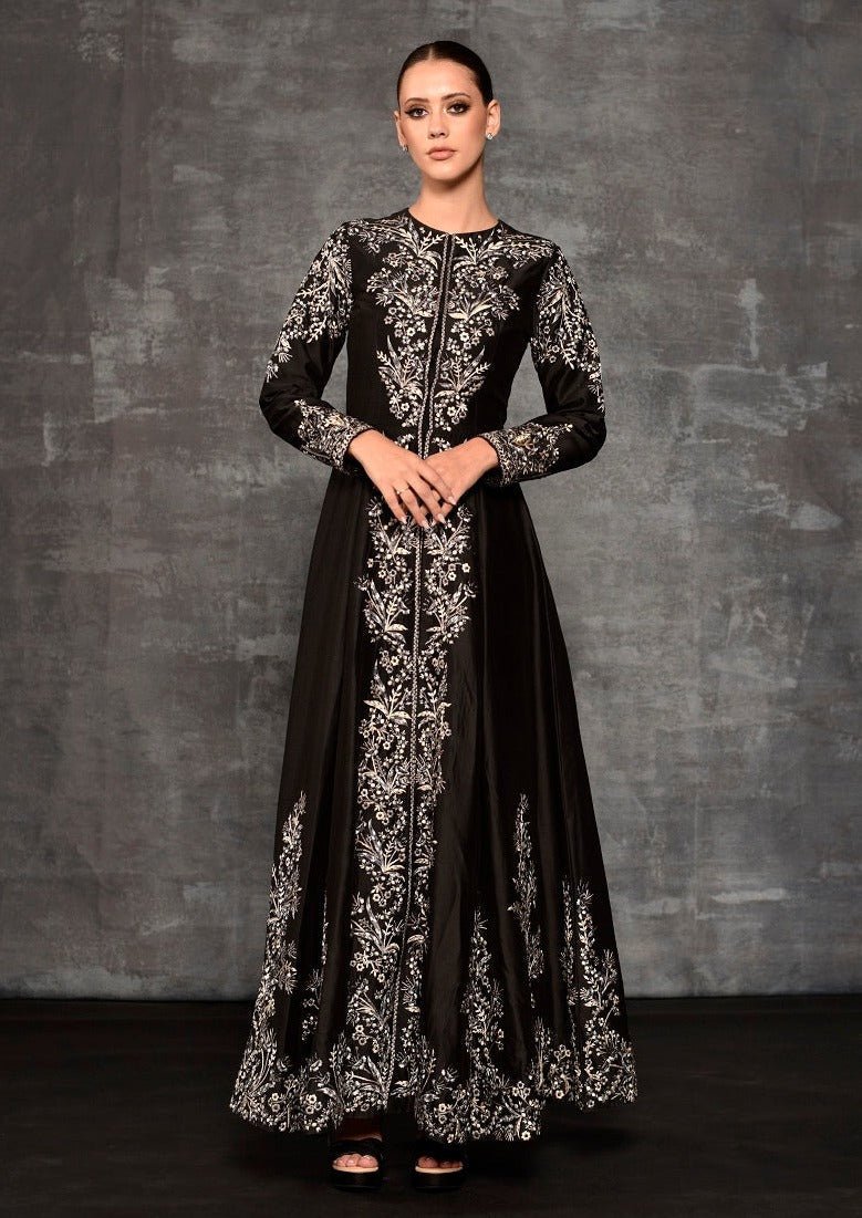 Silk thread worked Gown style Jacket - samantchauhan